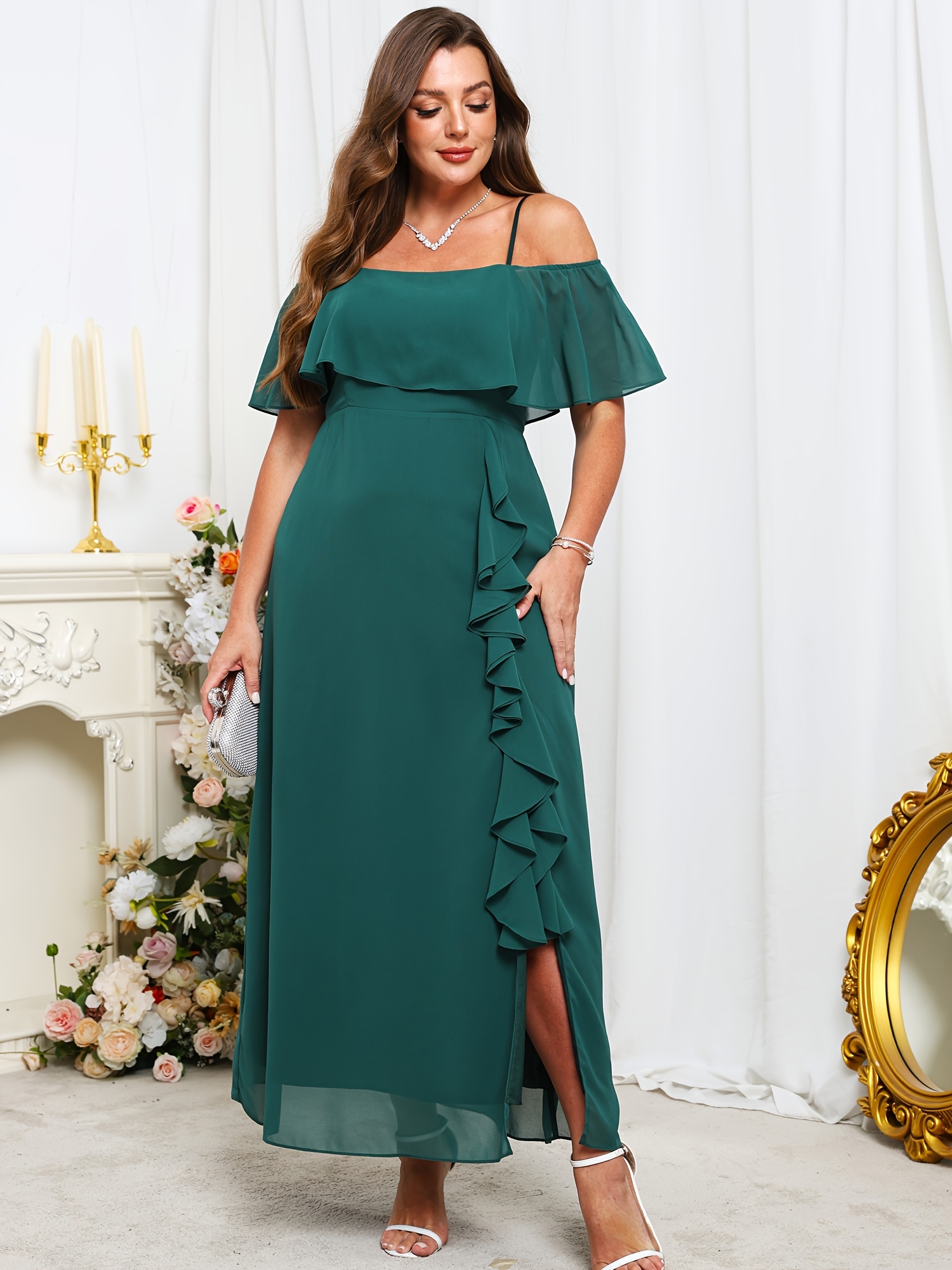 Fashion Plus Size Off Shoulder Maxi Dress Plus Size Elegant Plus