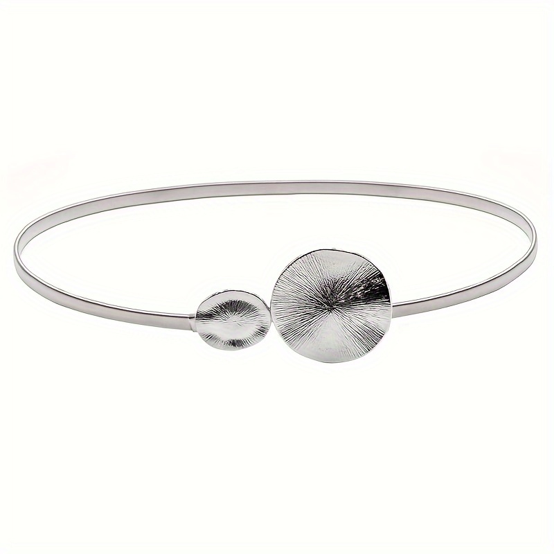 Image of Fashion Golden Elastic Thin Belt For Women Elegant Metal Dress Coat Girdle Trendy Decorative Waistband