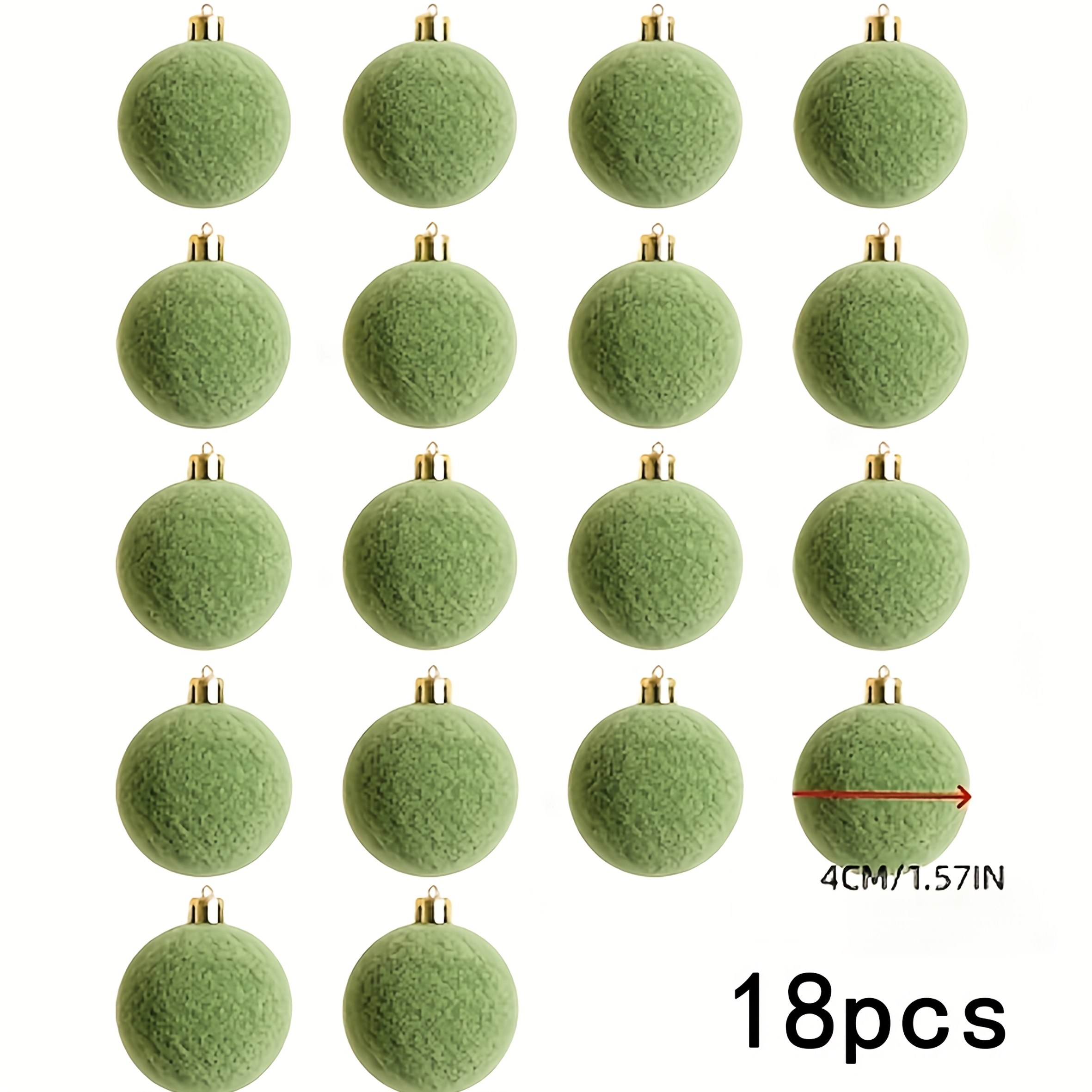 TEMU 18pcs Set Of Green Velvet Christmas Ornaments, Matte Plush Christmas Hangings, Christmas Tree Ornaments For Holiday Party Atmosphere Decoration