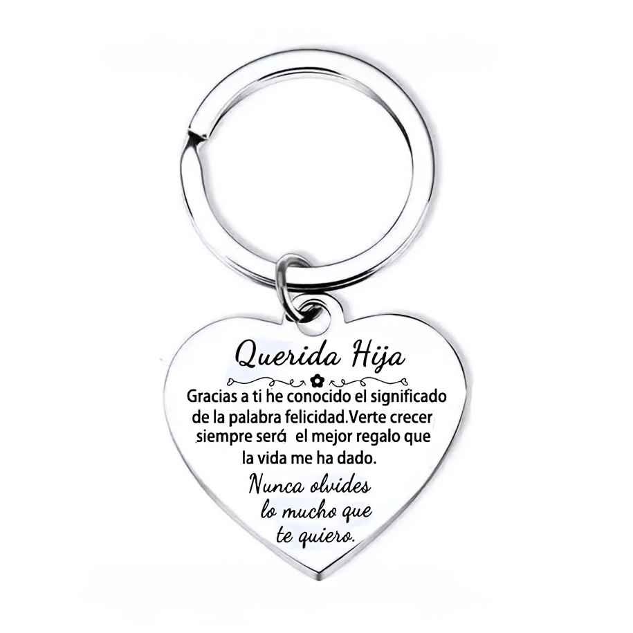 TEMU Llavero conmovedor de acero inoxidable, 1 pieza - en español " hija, nunca olvides cuánto " - Regalo ideal de a hija para , fiestas, festivos |