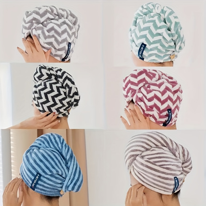 

Purchase Product Striped Quick Absorption Hair Towel Wrap, Comfortable Quick Dry Hair Turban, Soft Hair Dry Towel, High Quality Hair Towel Wrap, Bathroom Supplies, Household Supplies