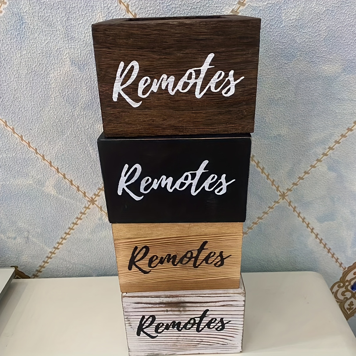 

Remote Control Wooden Storage Box Desktop Storage Box