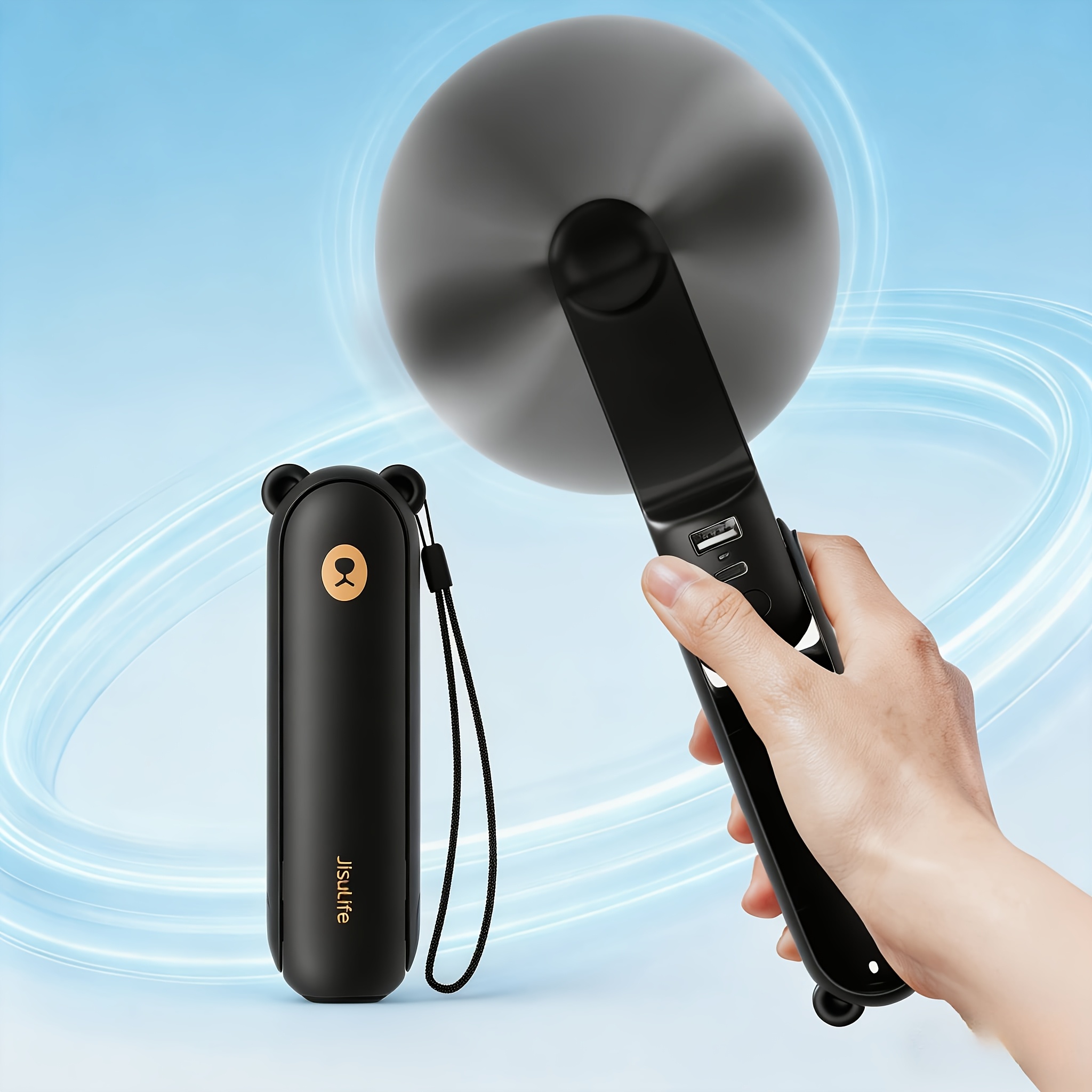 TEMU Jisulife Handheld Fan 8 Plus: -one Mini Fan With 37hrs Cooling & 4500mah Powerbank & Flashlight, Usb Rechargeable, Portable Pocket Size For