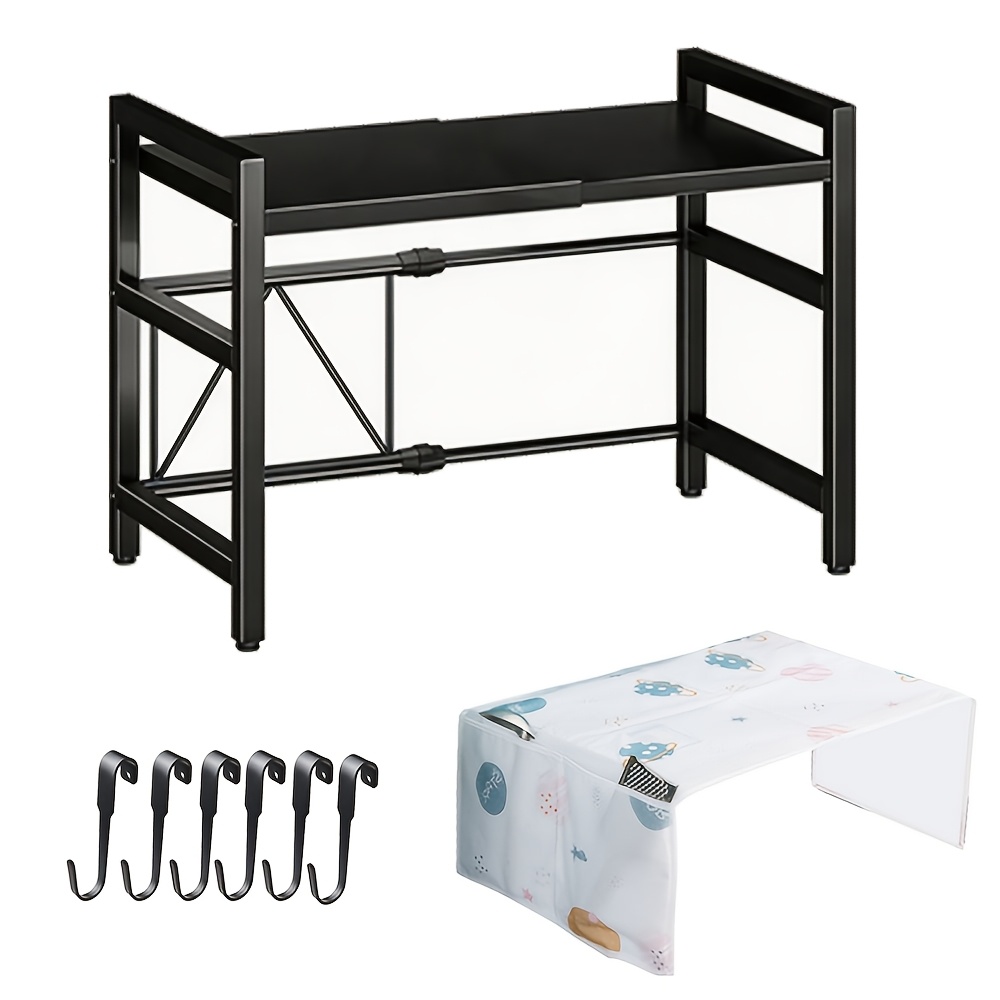 TEMU 1pc Microwave Rack Microwave Stand Adjustable Telescopic Shelf Microwave Rack Kitchen Microwave Rack With Storage Microwave Rack Counter