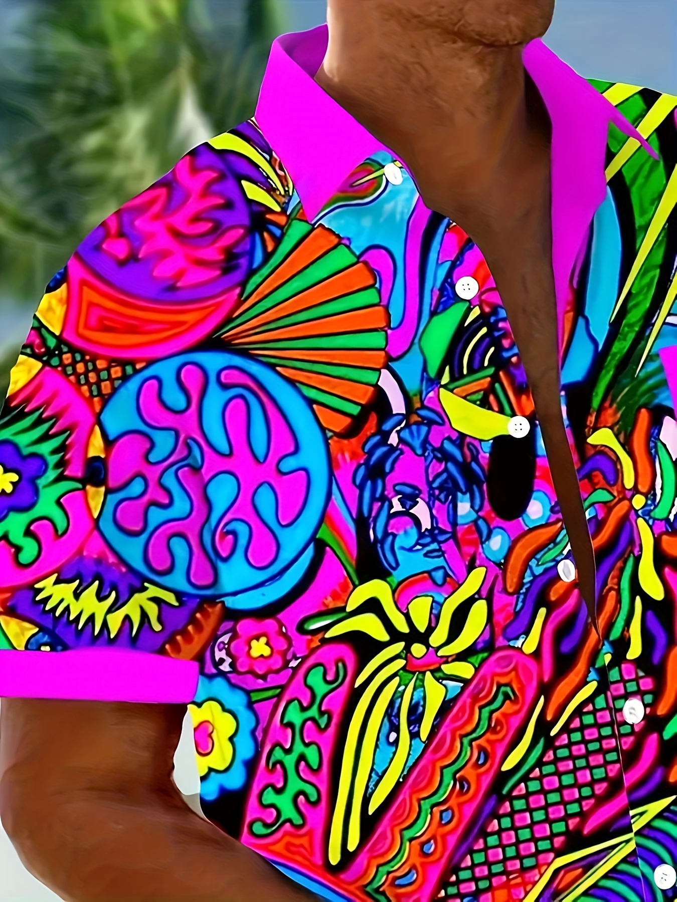 men's vibrant abstract art short sleeve shirt 3 - Temu