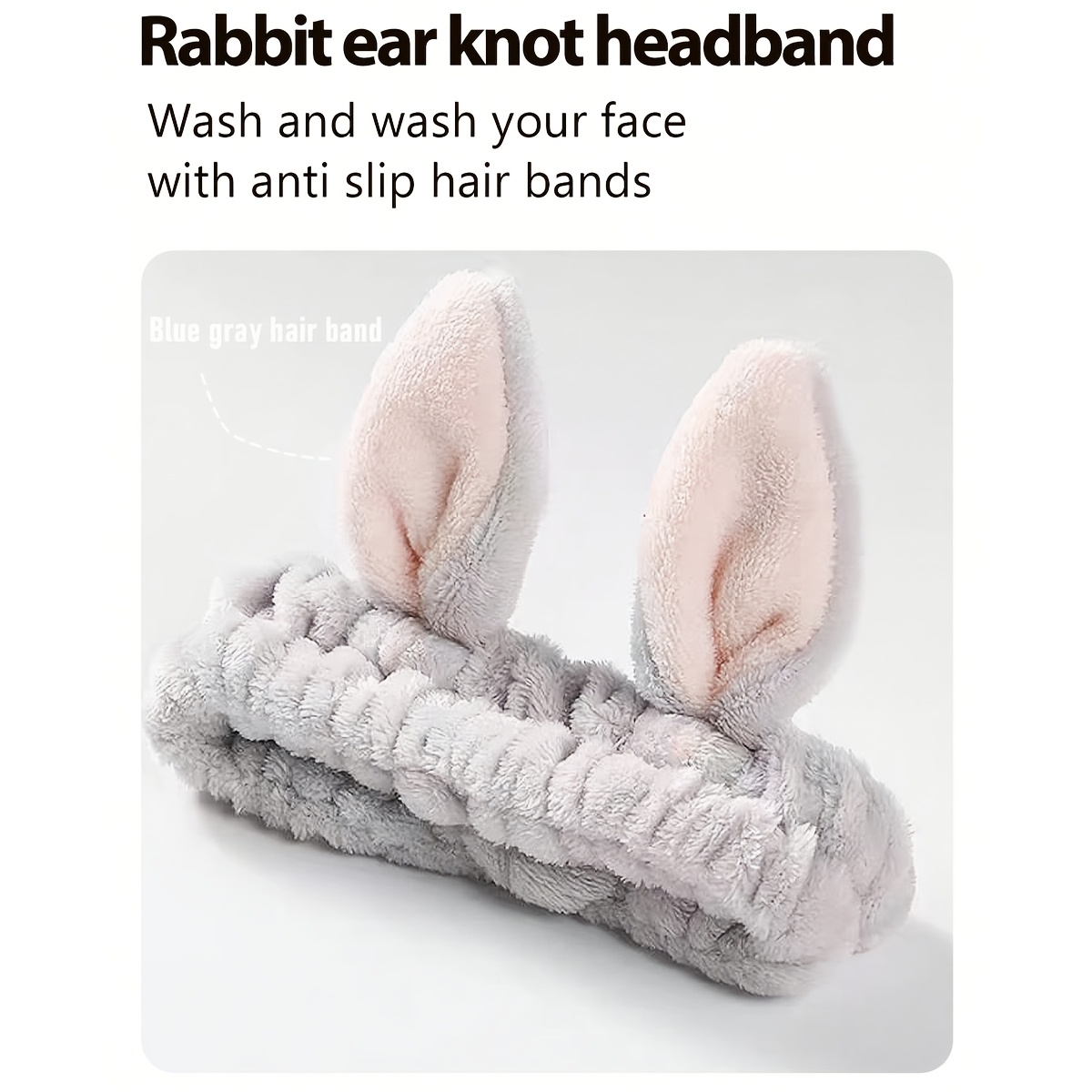 

1pc Bandeau à oreilles de lapin, serre-tête antidérapant pour le lavage du , et les soins du , polyester tissé, convient aux cheveux , aucune électricité ni pile