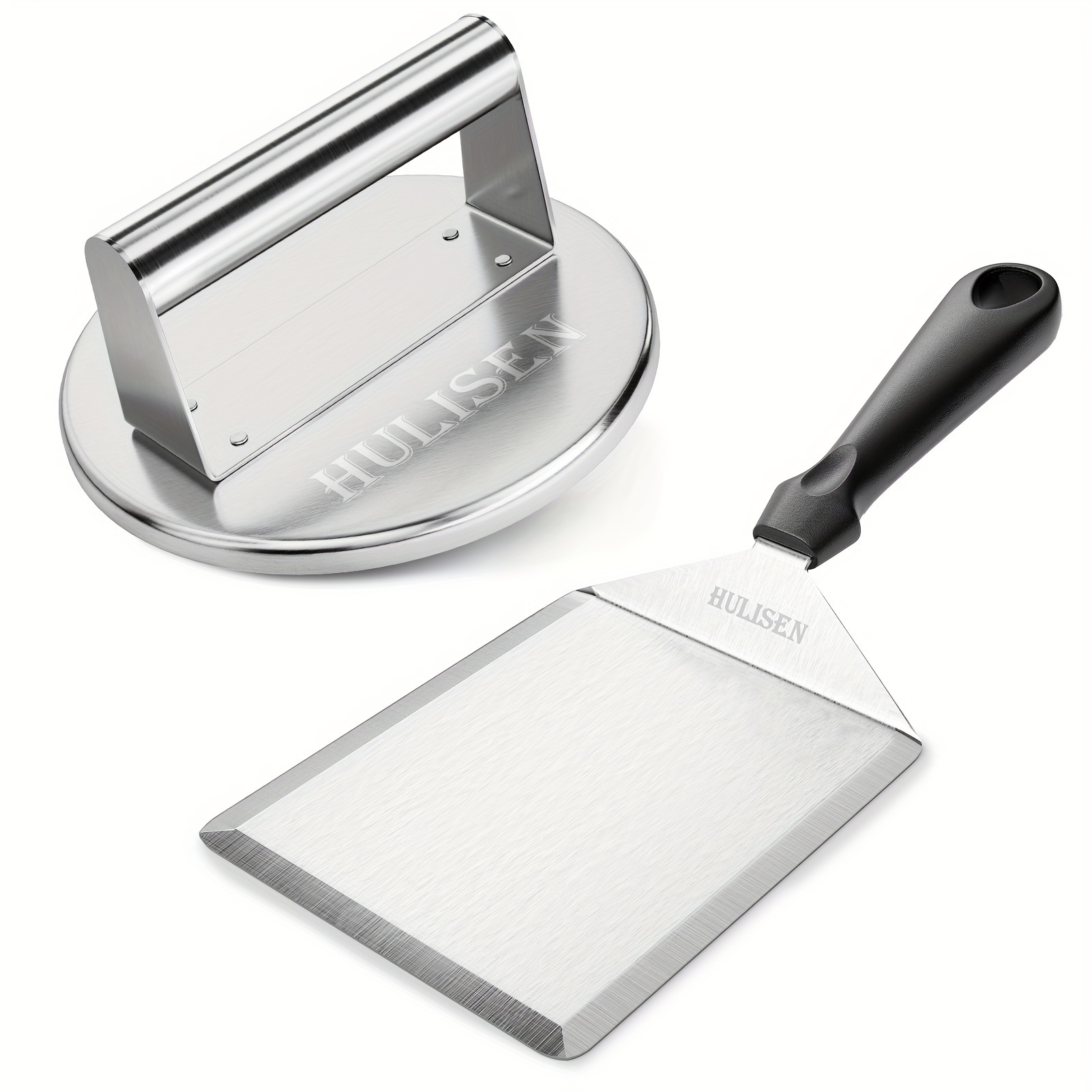 

Griddle Accessories For Blackstone, Smashed Burger Press Kit, Stainless Steel Burger Press With Raised Edge & Burger Spatula, Professional Hamburger Grill Press For Griddle Cooking