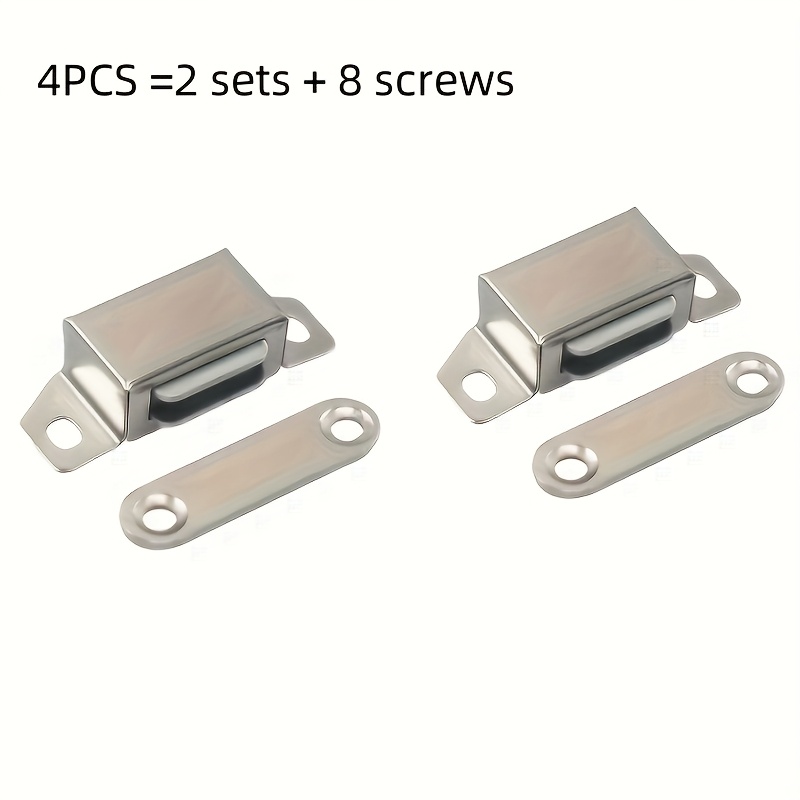 4pcs 304 Stainless Steel Magnetic Door Catch, Cabinet Set With Screws, Anti-collision Kitchen Drawer Magnet Holder, Wardrobe , Metal Cabinet Closer
