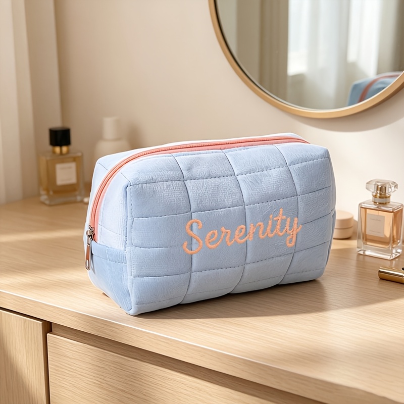 TEMU Custom- Personalized Makeup Bag With A Name And Message; A Spacious Toiletry Bag Business Trips, Travel, Home Use, Or Dorm Life A Cute Gift For