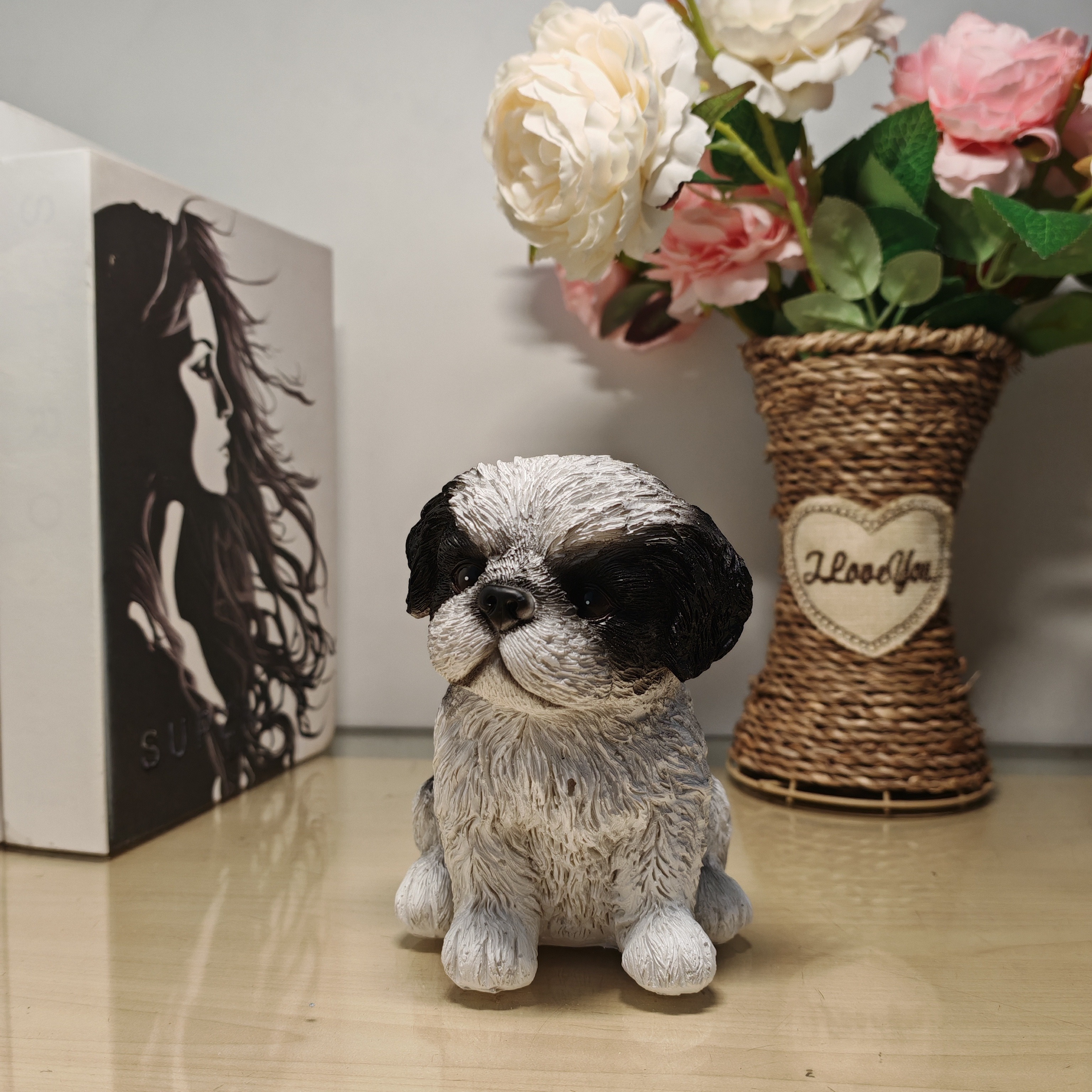 

Shih Tzu Resin Figurine - Cartoon-themed Pet Model For Decor, Indoor/outdoor Display