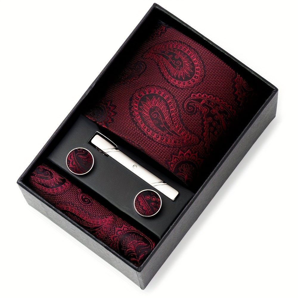 Paisley Tie Men Wedding Gift Box - ربطة عنق مع منديل جيب هدية زفاف - Image 8