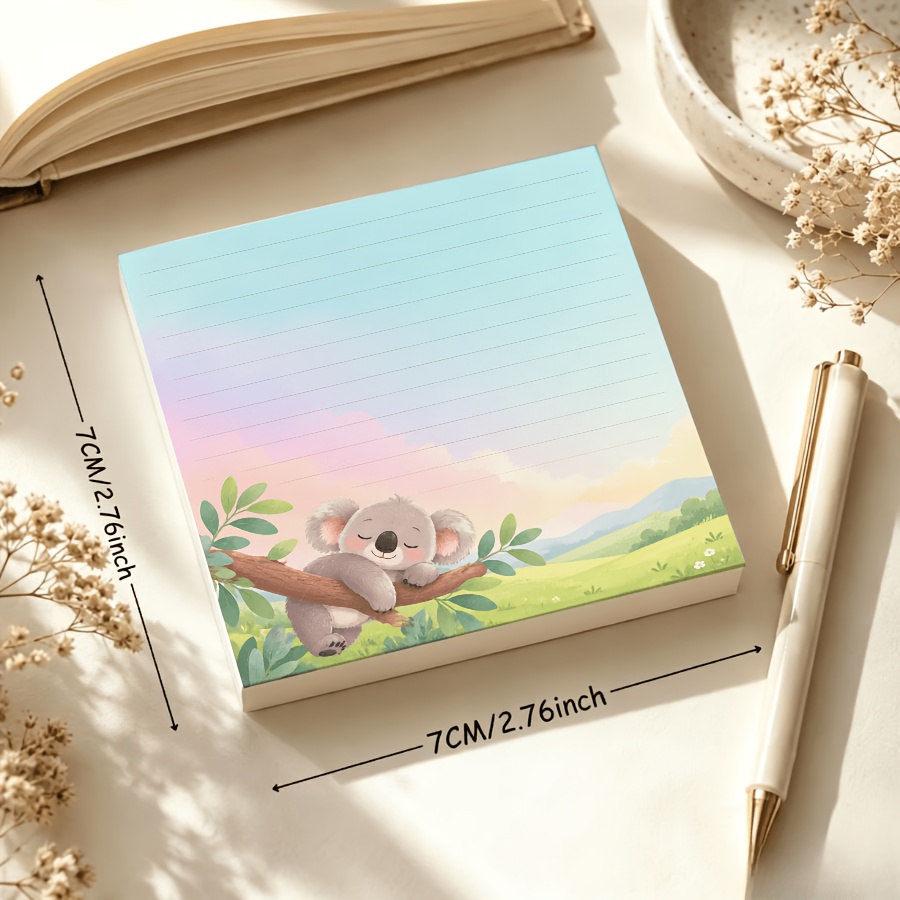 TEMU Kawaii Natural Scenery Koala Pattern Writing Notebook, Featuring A Design Of A Koala Sleeping On A Tree Branch With A Soft Gradient Sky. This