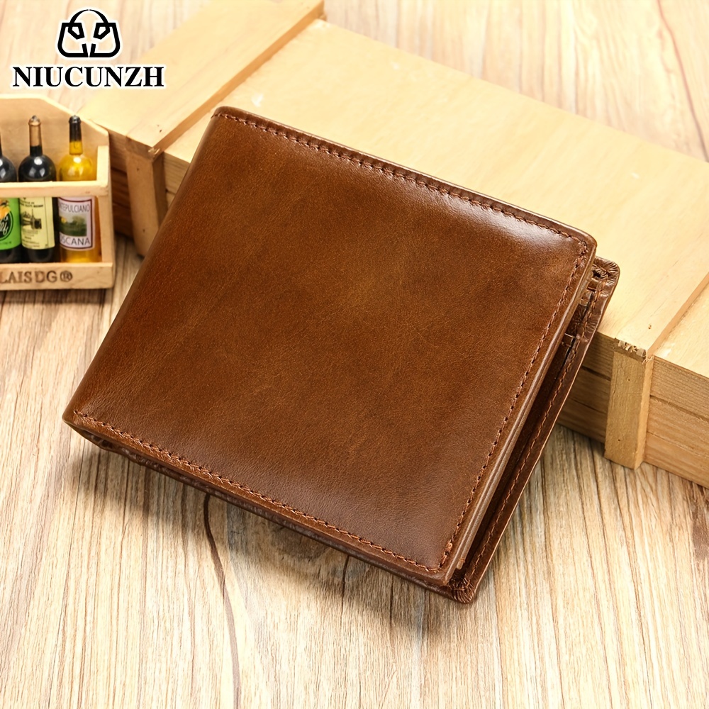 

Men' Leather Wallet, Slim Short Multifunctional Id Credit Card Holder, Ideal Gift