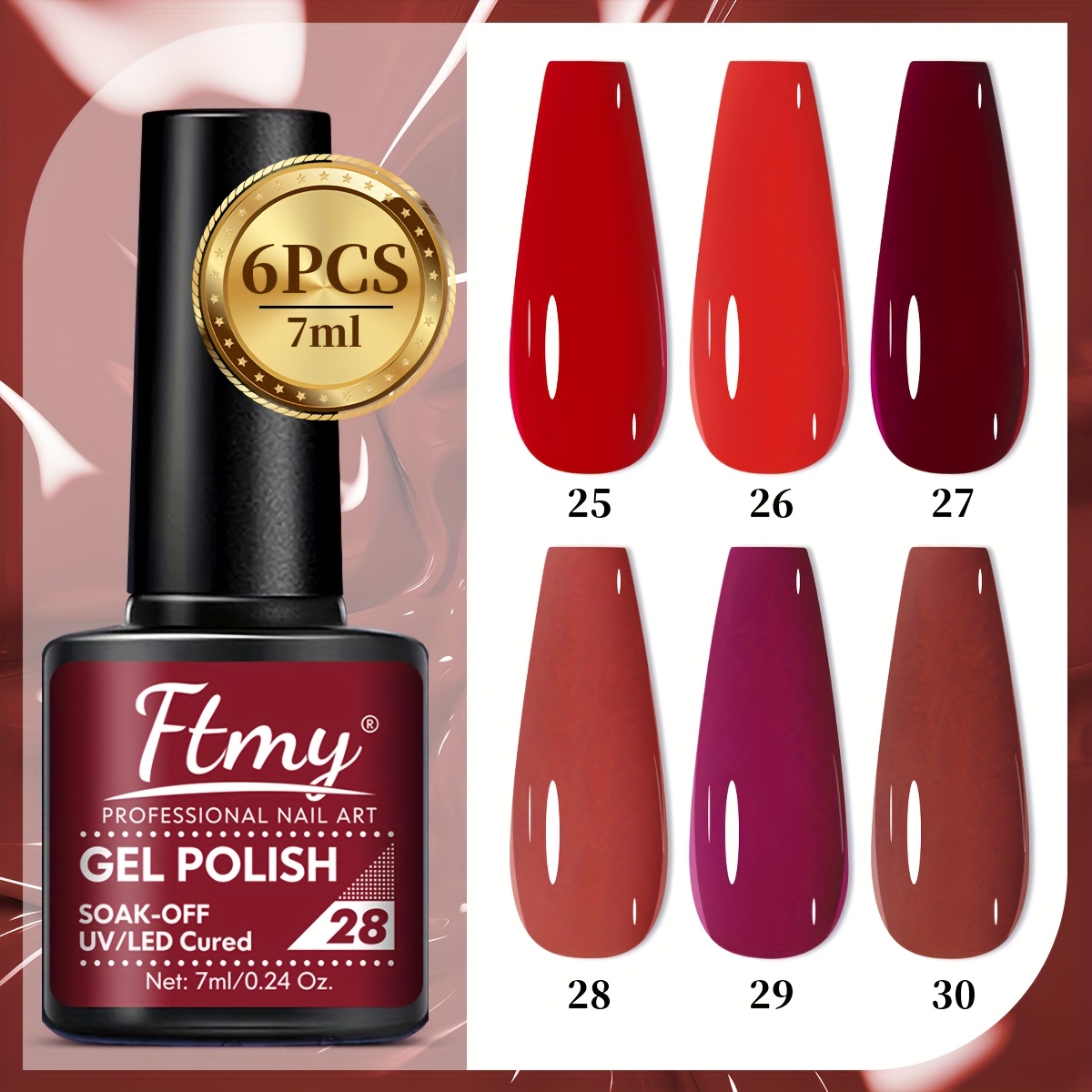 TEMU Gel Nail Polish Set 6 Colors, Gel Nail Kit Collection Nail Art Manicure At Home Diy Gifts For Women Girls