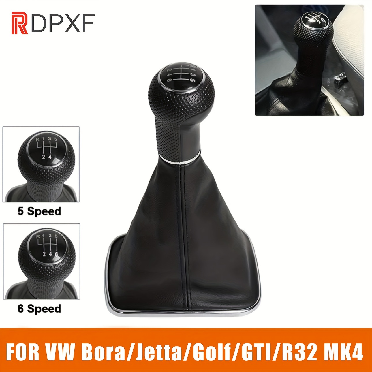 

5/6 12mm Gear Knob Cover For Volkswagen Vw R32 Golf 4 Iv Mk4