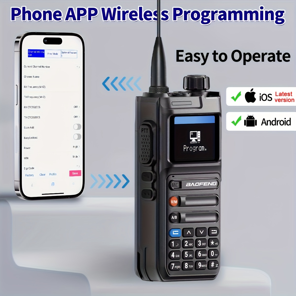  uv26 - 10w моќен аматерски преносник со gps/ реално проследување, снимање, дистанција преку смартфон апликација, двојна напајања (батерија/usb), компатибилен со проследување и gps картирање - за хам , надворешни услови, итн. комуникации, пренослив , лесен интерфејс, ергономски дизајн, високомоќен излез, за љубители Детали за производот 1