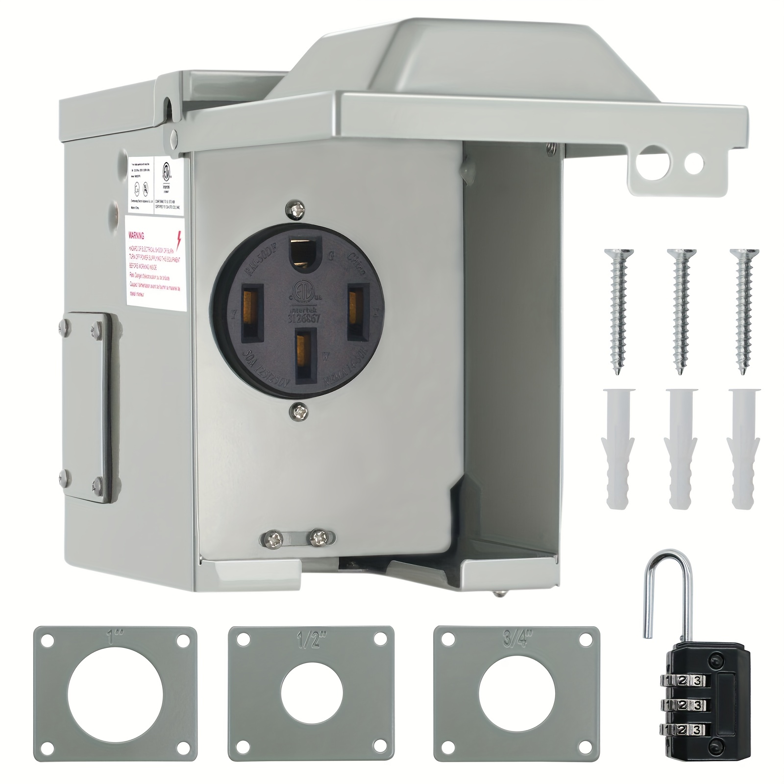 

50 Amp 125/250 Outlet Box, 14-50r Rv Receptacle, Lockable Electrical Outlet, Receptacle For Trailer Car