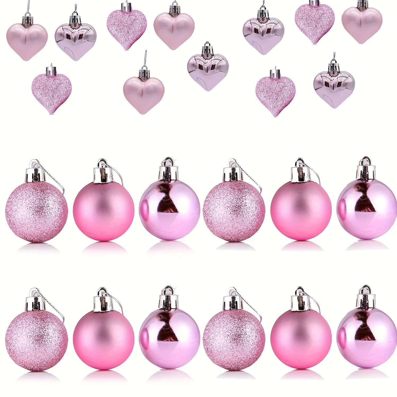 

24pcs Set Of 4cm Frosted Peach Heart Ornaments - Christmas, Valentine's Day & Wedding Decorations, No Battery Needed, Christmas Decor