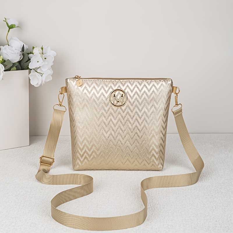 TEMU Solid Color Women's Shoulder Bag, M Logo Elegant Premium Versatile Crossbody Bag, Suitable For Daily , Travel, Shopping, Parties, A Very