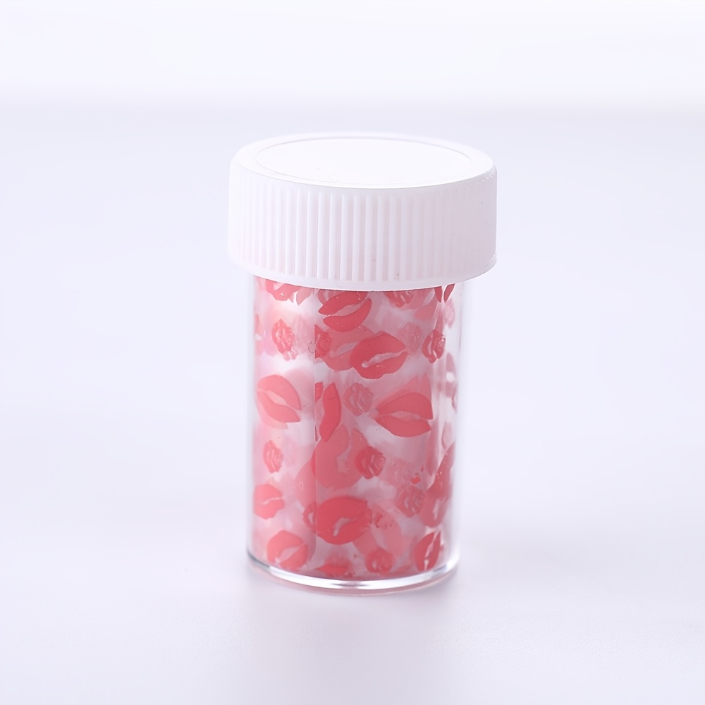 Image of 1 Sheet Valentine's Day Red Lips Nail Art Foil Transfer Stickers, Nail Art Sticker Film Crack Decals Supplies Manicure Decorations. (1.57inch×39.4inch)