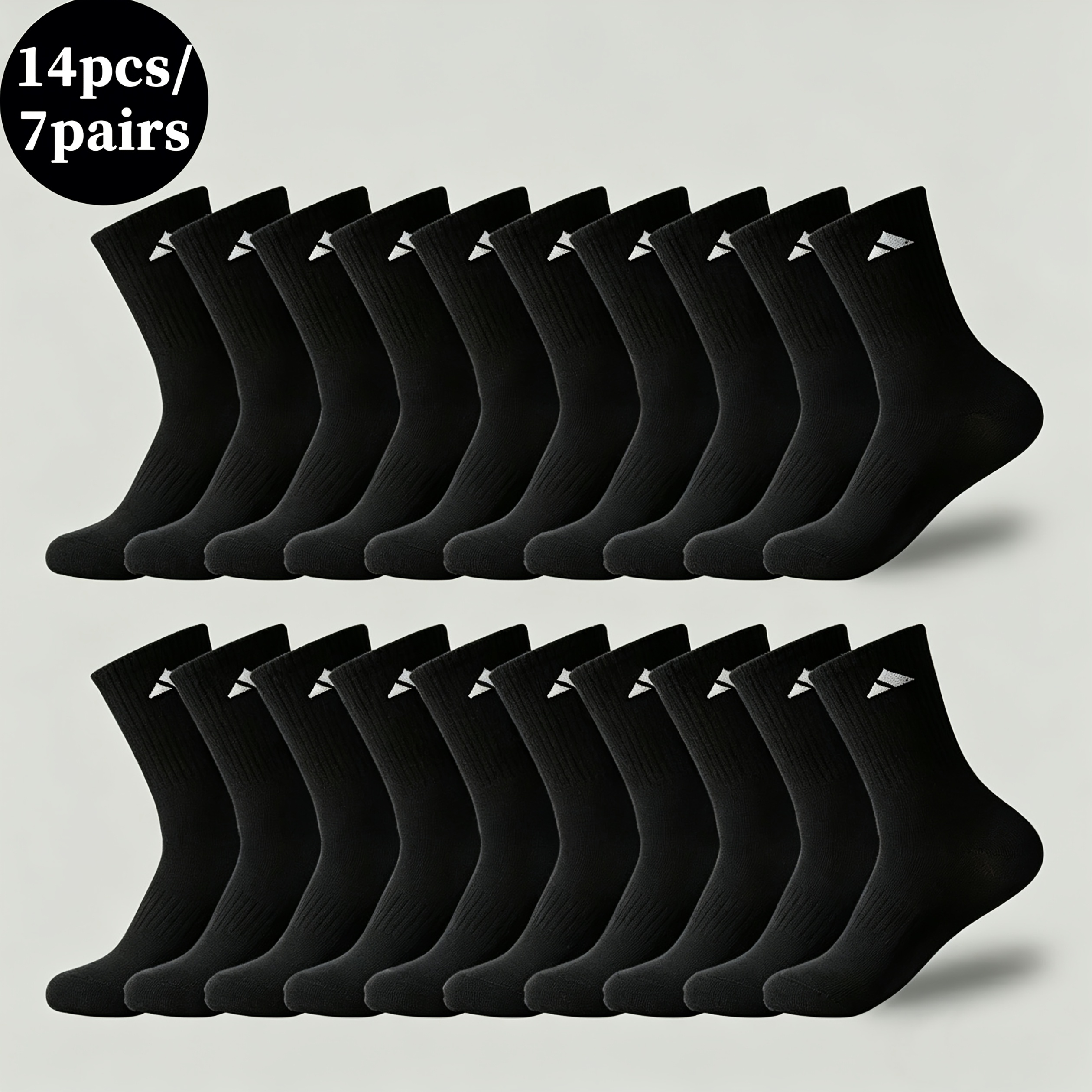 TEMU Lot de 14 pièces (7 paires) de chaussettes de sport printemps/été, unisexe taille unique, adaptées à toutes , lavables en machine et à