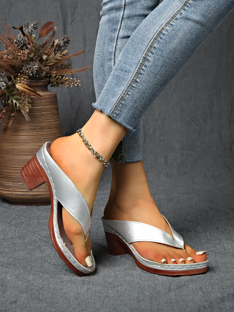 womens split toe wedge sandals slip on block heel synthetic cover upper rubber sole elegant open toe design for casual formal occasions sandals for wide feet durable insole versatile footwear stylish footwear able footwear office wear details 11