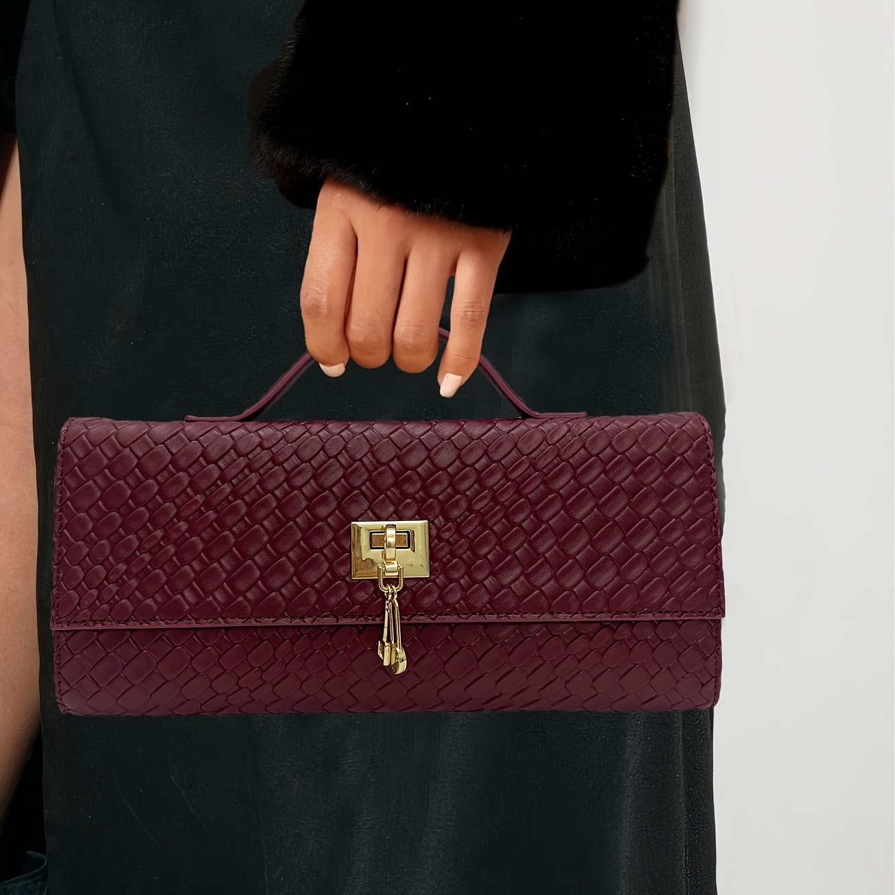   womens handbag with detachable shoulder strap   clasp closure versatile crossbody clutch for weddings parties shopping durable christmas gift for her