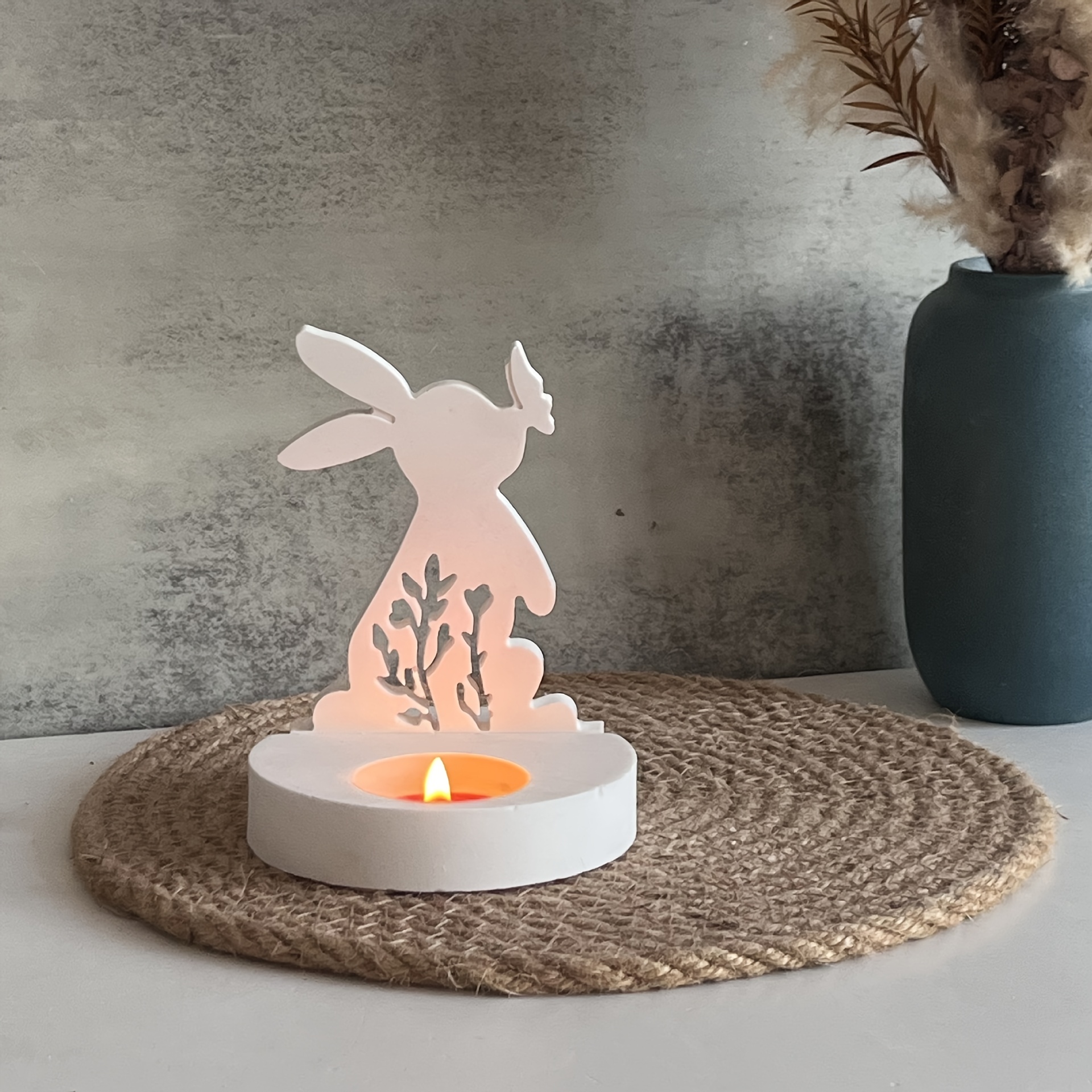 

Easter Bunny Candle Holder Mold, Diy Silicone Craft For Handmade Light, Cement Plaster Decor, Epoxy Resin Casting, Garden Ornament