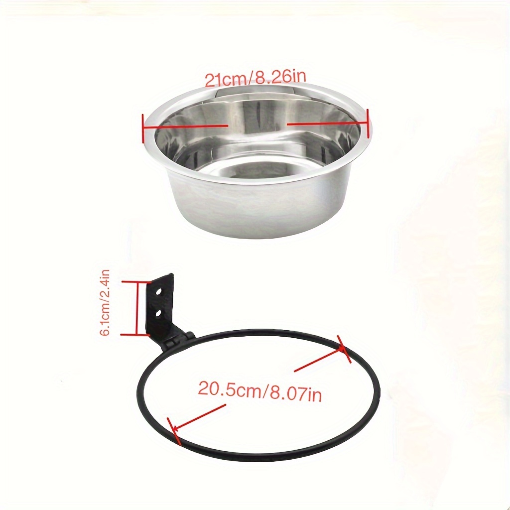 Image of 2pcs Pet Dog Feeder, Wall-mounted Dog Bowl Holder, Stainless Bowl Folding Bracket, Protect Pet's Neck, Suitable For Small, Medium And Large Dogs