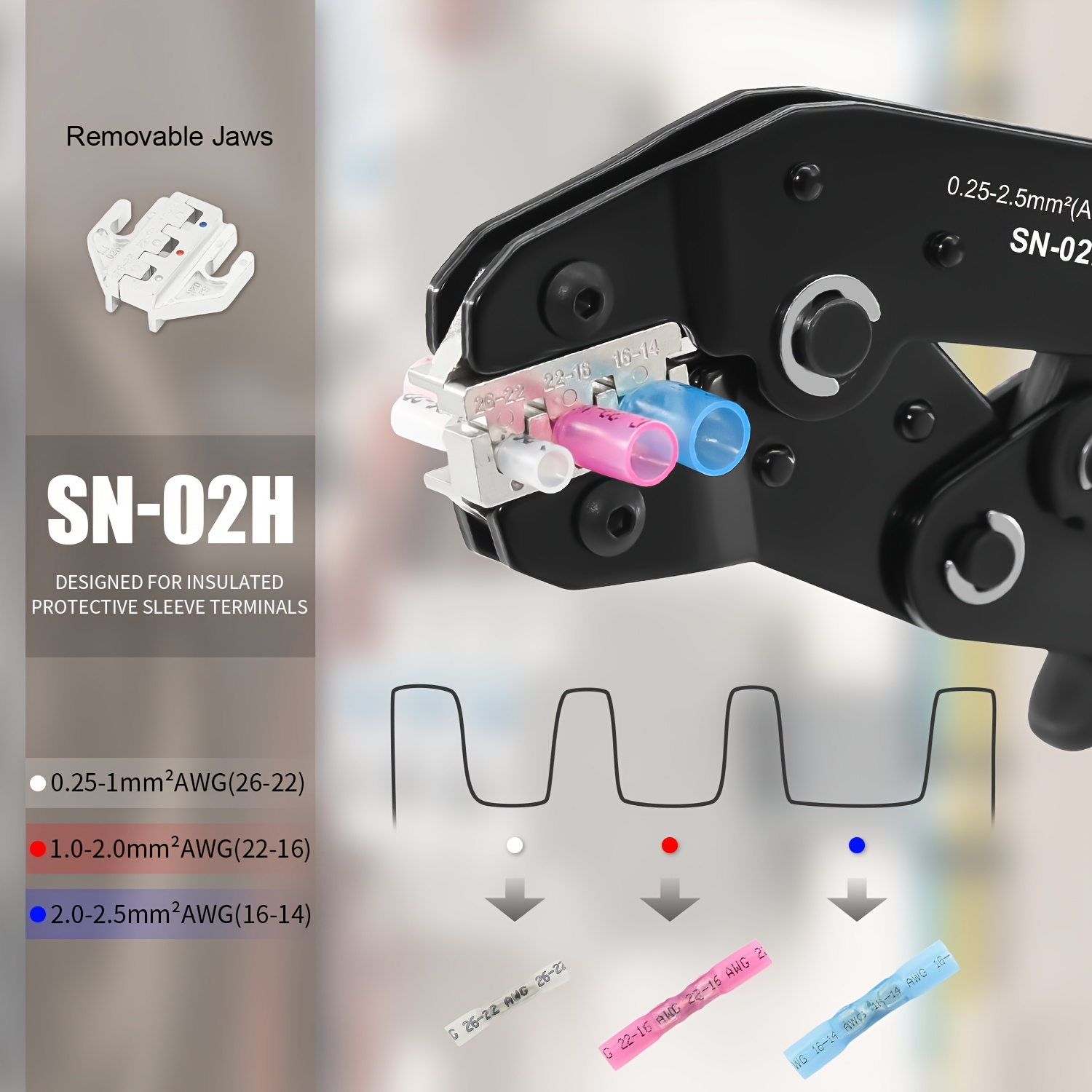 Image of Ratchet Crimping Tool Suitable For Awg 26-14 Heat Shrink Connector Crimping Pliers Set