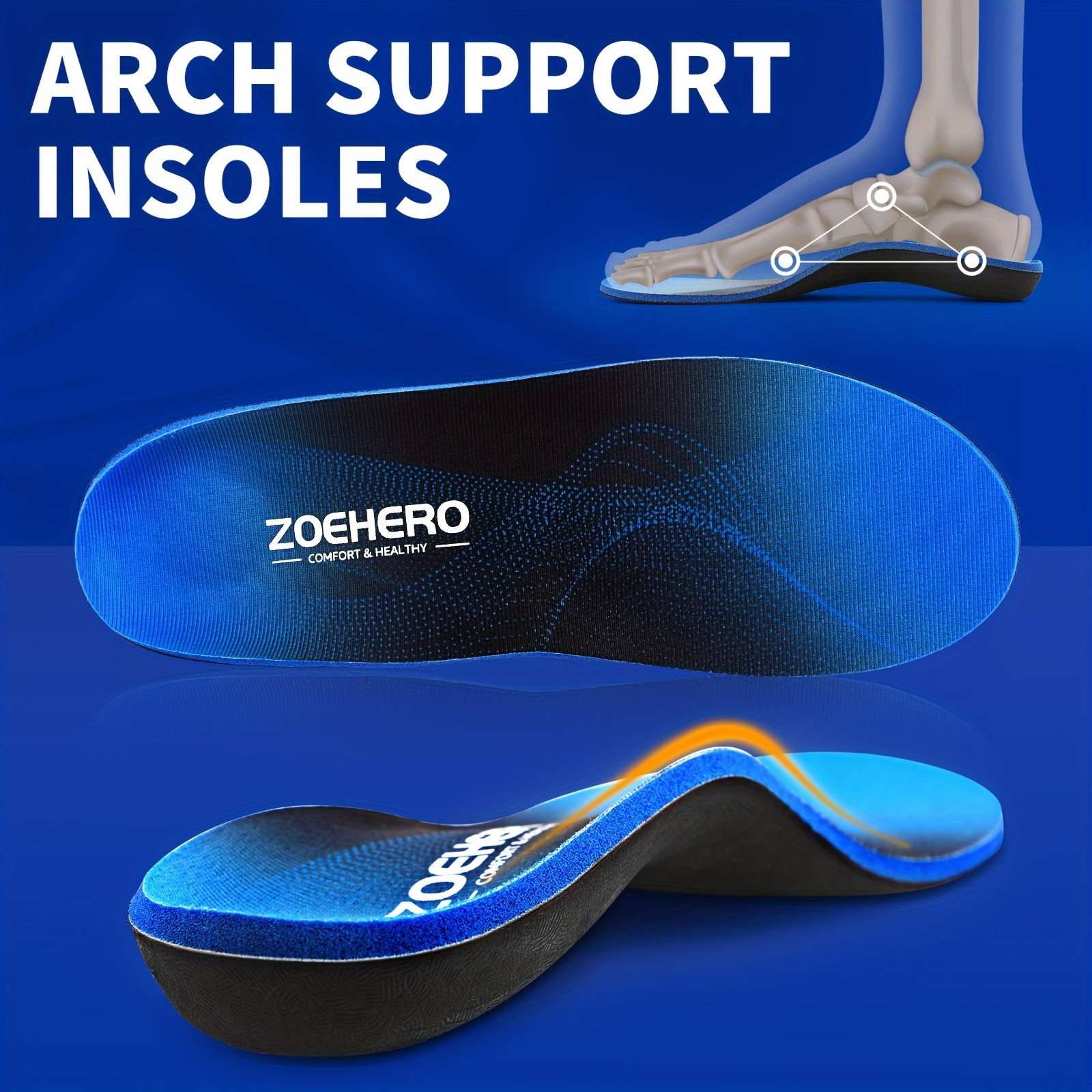 

1 Pair Arch Support Insoles, Heavy Duty Arch Support Inserts For , Flat Feet Insoles, Arch Support Shoe Inserts, Best Insoles For Work Boots & Shoes, Insoles For Standing , Work, Sports, , Hiking