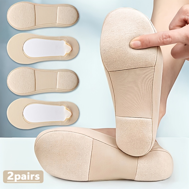 TEMU Of Women's Lightweight Breathable Sponge Sole Apricot Ship Socks, Slip-resistant Non-slip Flat-toe Solid Color Invisible Socks, Shock-absorbing