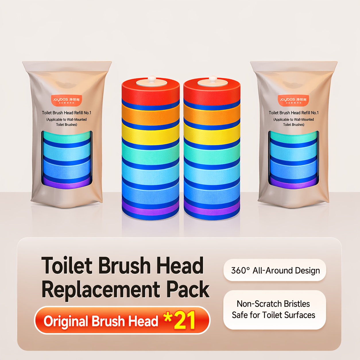 TEMU Joybos Aesthetic Toilet Brush Set With Case, Automatic Open/close Holder, Wall Mount Long Handle Scrubber, Non-scratch For Modern Bathroom