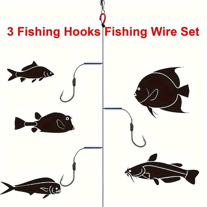 1 string fishing hooks set 3 hook anti winding hook - Temu