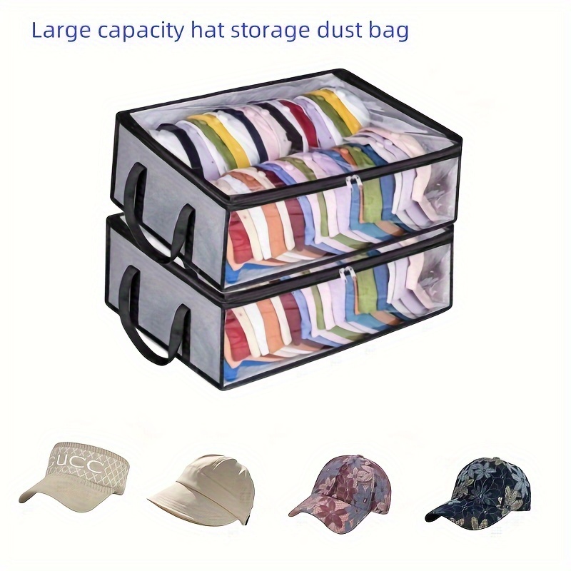 

1pc/2pc Large Capacity Hat Storage Bag, Clear View Protective Dust Bag For Caps, Shoes & Clothes, Multifunctional Visible Moving Bag With Handle