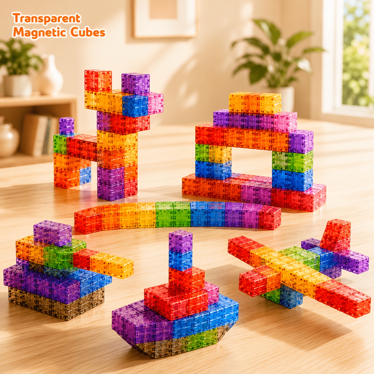 100pcs magnetic blocks random color transparent magnetic building cubes stem construction toy creative stacking shape building blocks halloween christmas birthday gift for boys and girls