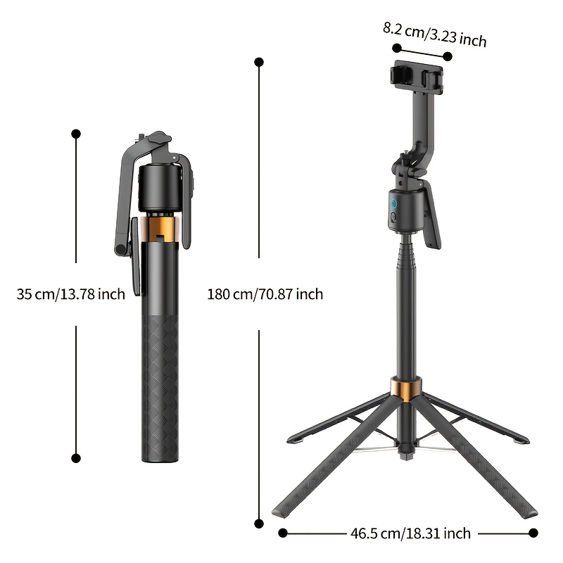 Image of Qaml Ai Gimbal Ai Selfie Stick Tripod 360° Face Tracking, Extendable Aluminum Alloy Phone Tripod With Remote, 1200mah Battery, For Iphone