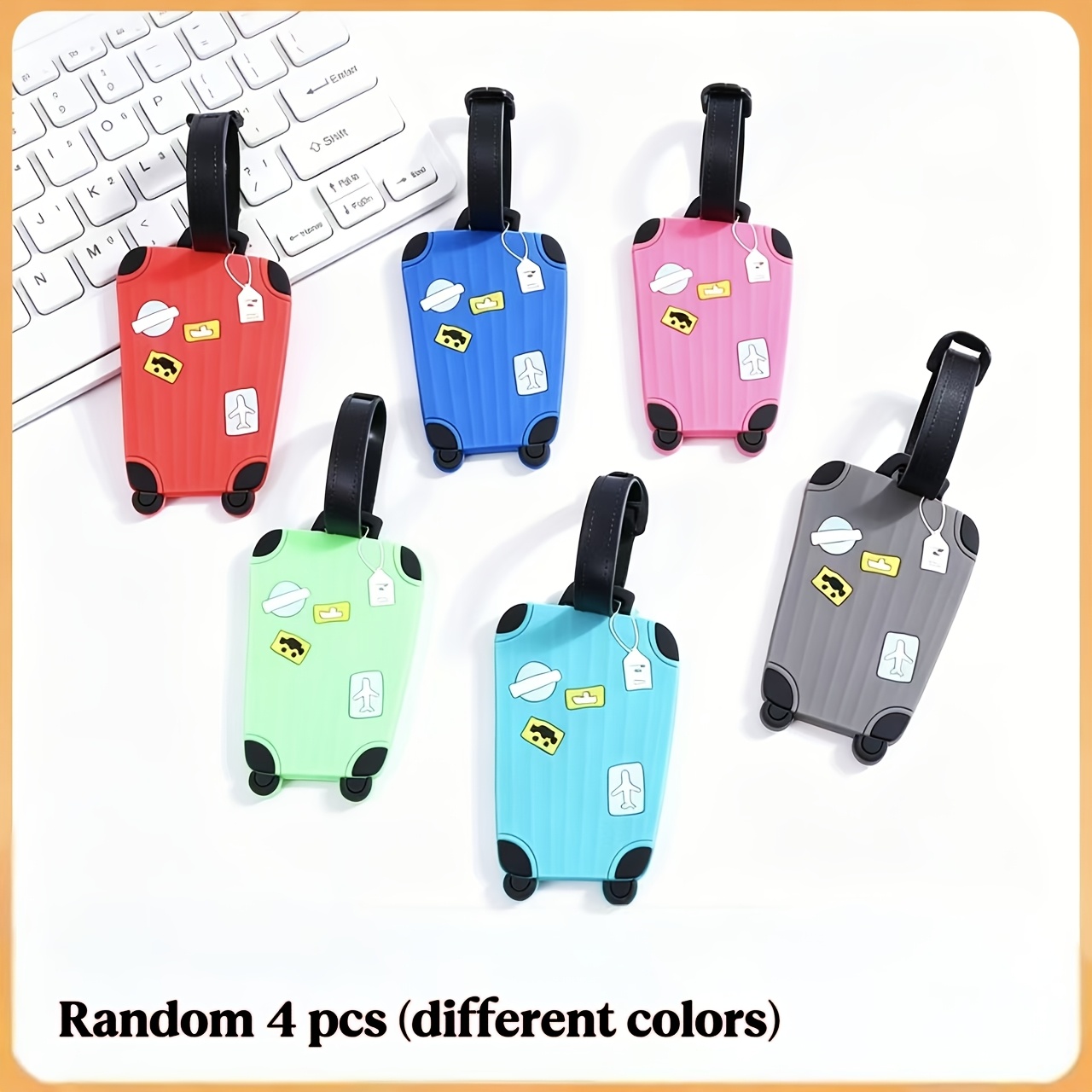 TEMU 4pcs Étiquettes de valise de voyage , étiquettes de bagage, ornements d'identification de sacs mignons | Étiquettes d'identification de sac de