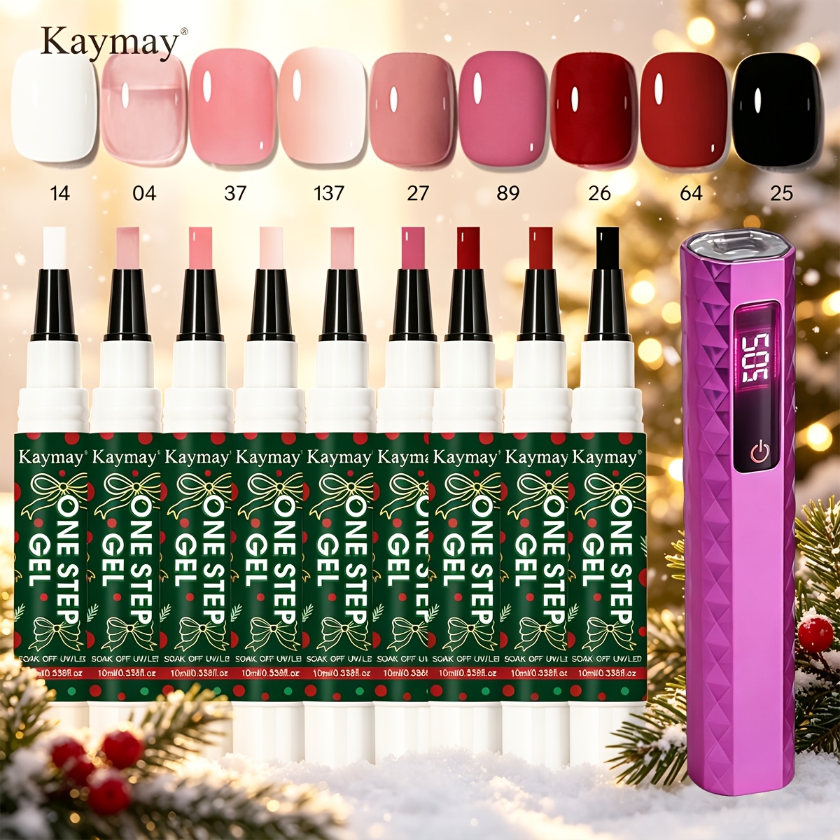 Image of 10pcs Gel Nail Pen Set, 3in 1 Base Color -one Nail Gel Pens, Led Quick Dry Soak Off Gel Polish, Christmas Thanksgiving Holiday Gift With Mini Portable Nail Lamp For Beginner Diy Home Manicure Salon