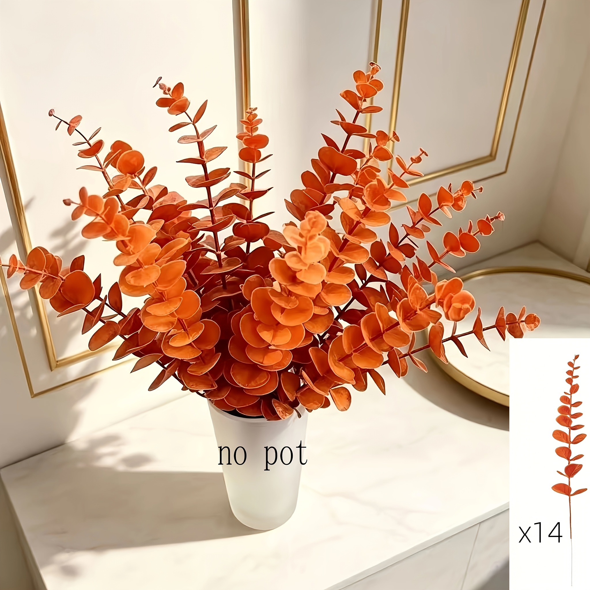 TEMU 14pcs Autumn Eucalyptus Branches, Suitable For Weddings, Valentine's Day, , Halloween, Thanksgiving, Garden, Office, Living Room Decoration,