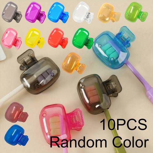 10pcs toothbrush storage clip random color essential travel protective cap portable plastic box toothbrush holder