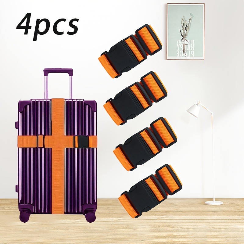 TEMU 4 sangles de valise avec boucle à rapide - Sangles de sécurité en polyester durable, accessoire de voyage -vol, style sportif et décontracté,