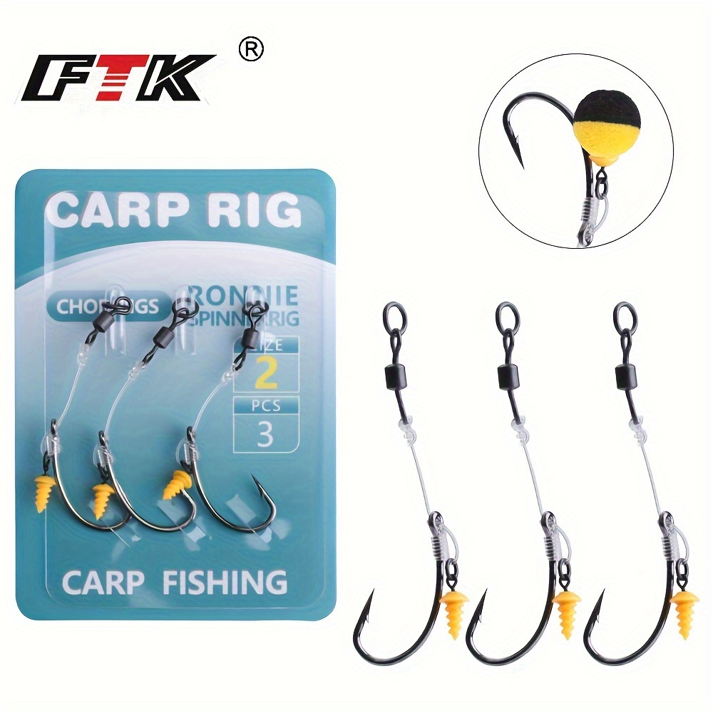 

Ftk Carp Fishing Generator - 3 Pieces High Carbon Steel Arc Barb Spinning Boil Fishing Gear With Carbon Line Carp Fishing Accessories