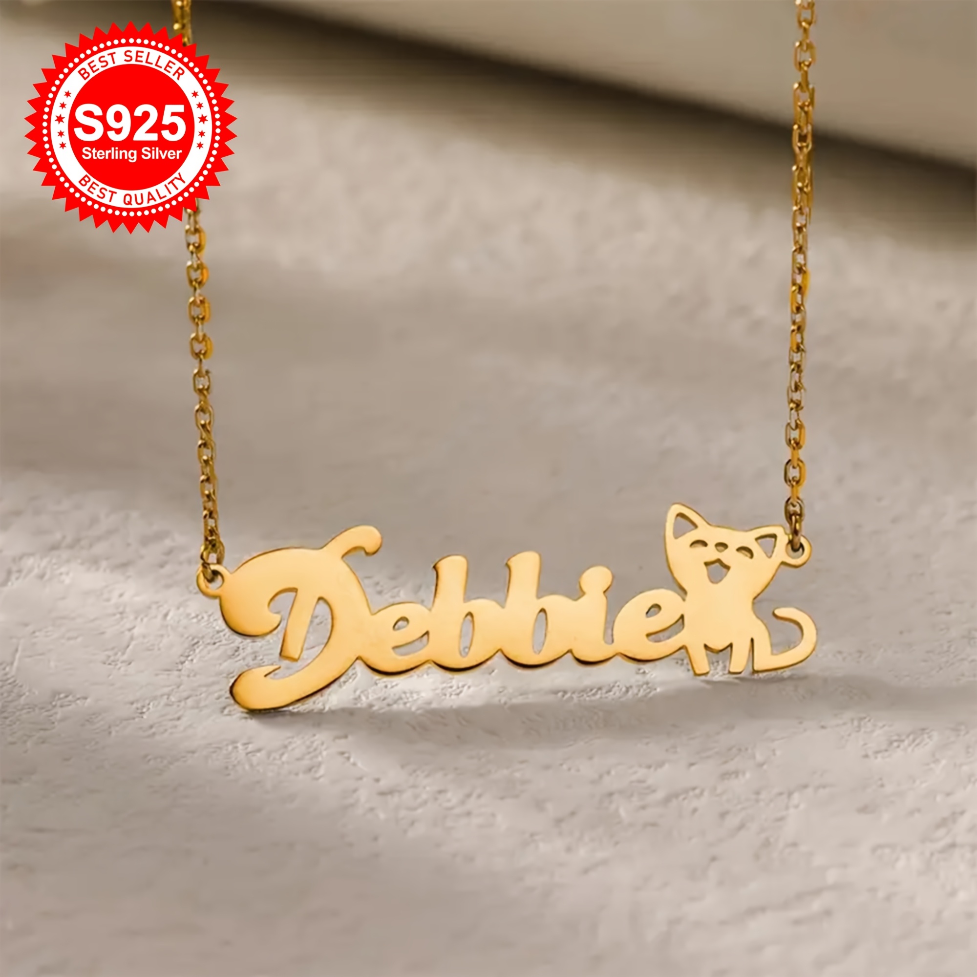 customizable s925 cat necklace perfect gifting Temu Oman