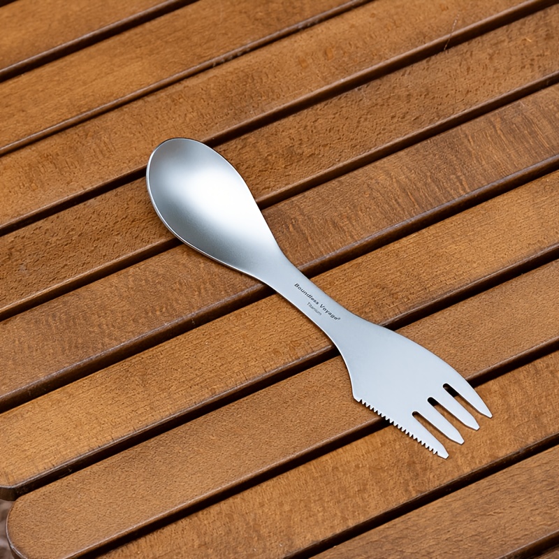 Image of 1pc Voyage Pure Titanium Outdoor Multi-functional Tableware Soup Spoon, Camping Supplies, Camping , Rice Spoon, Dining Spoon, Lightweight And Portable Household Spoon