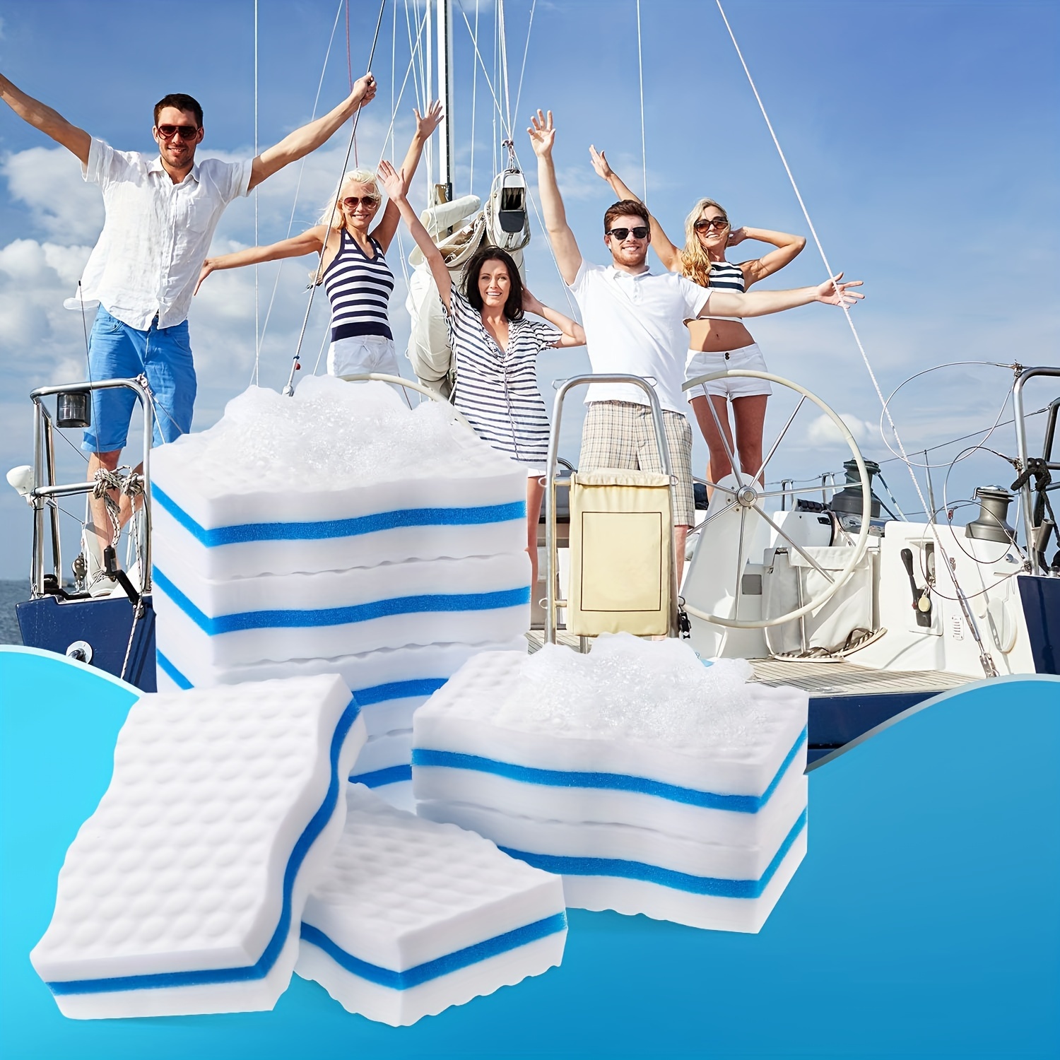 

8-pack Magic Boat Cleaning Erasers - Sponge For Deck Streaks & Marks, No Power Needed, Ideal For Marine Hull Maintenance