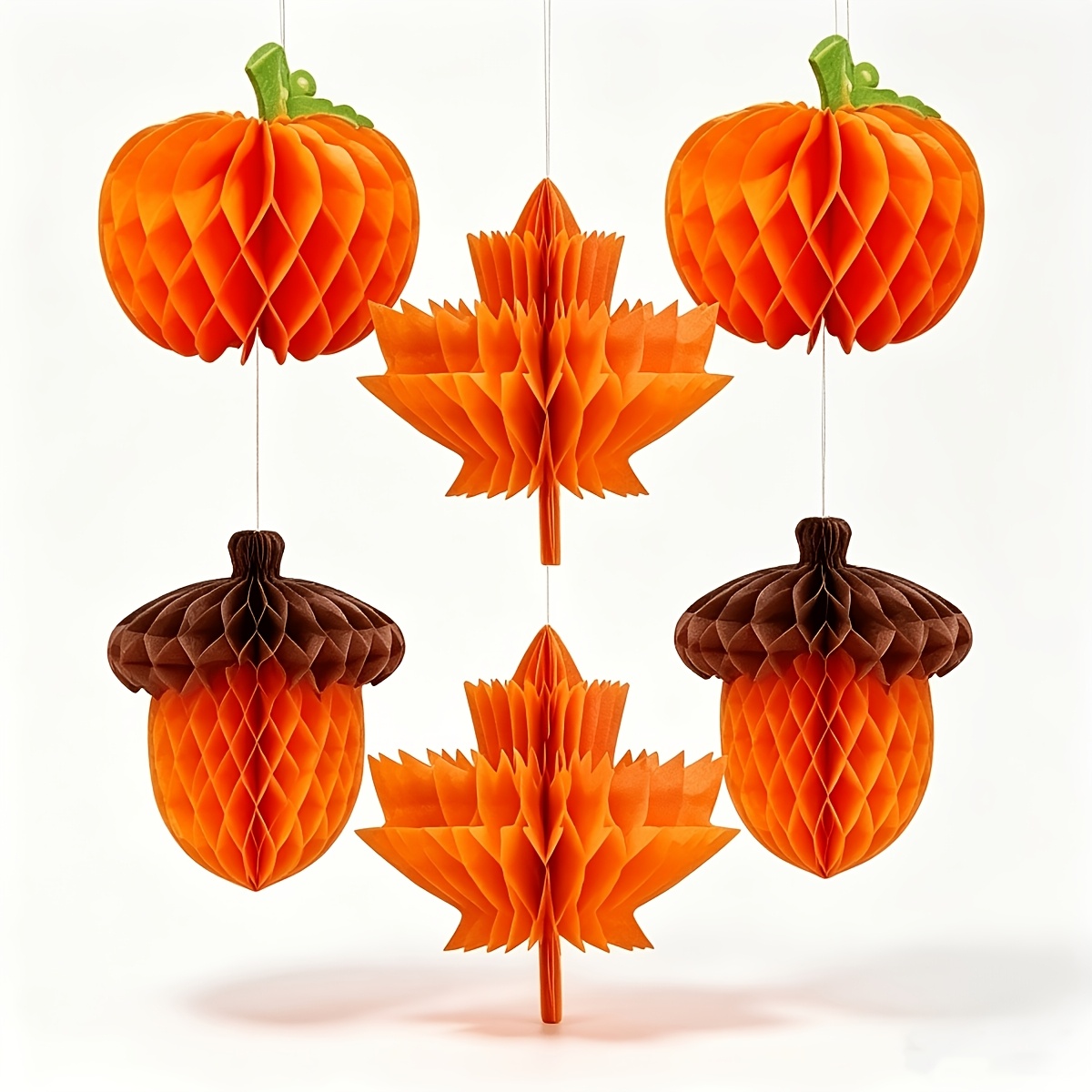 TEMU Decoraciones de de mesa de papel de panal de otoño | 6/7 piezas de adornos colgantes de papel de seda con forma de , calabaza, y panal para