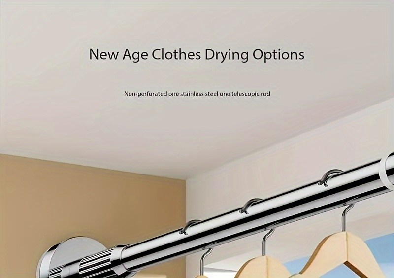 1pc modern telescopic stainless steel clothes drying rod adjustable non punch retractable hanging bar for bathroom bedroom balcony durable with multiple hanging options details 1