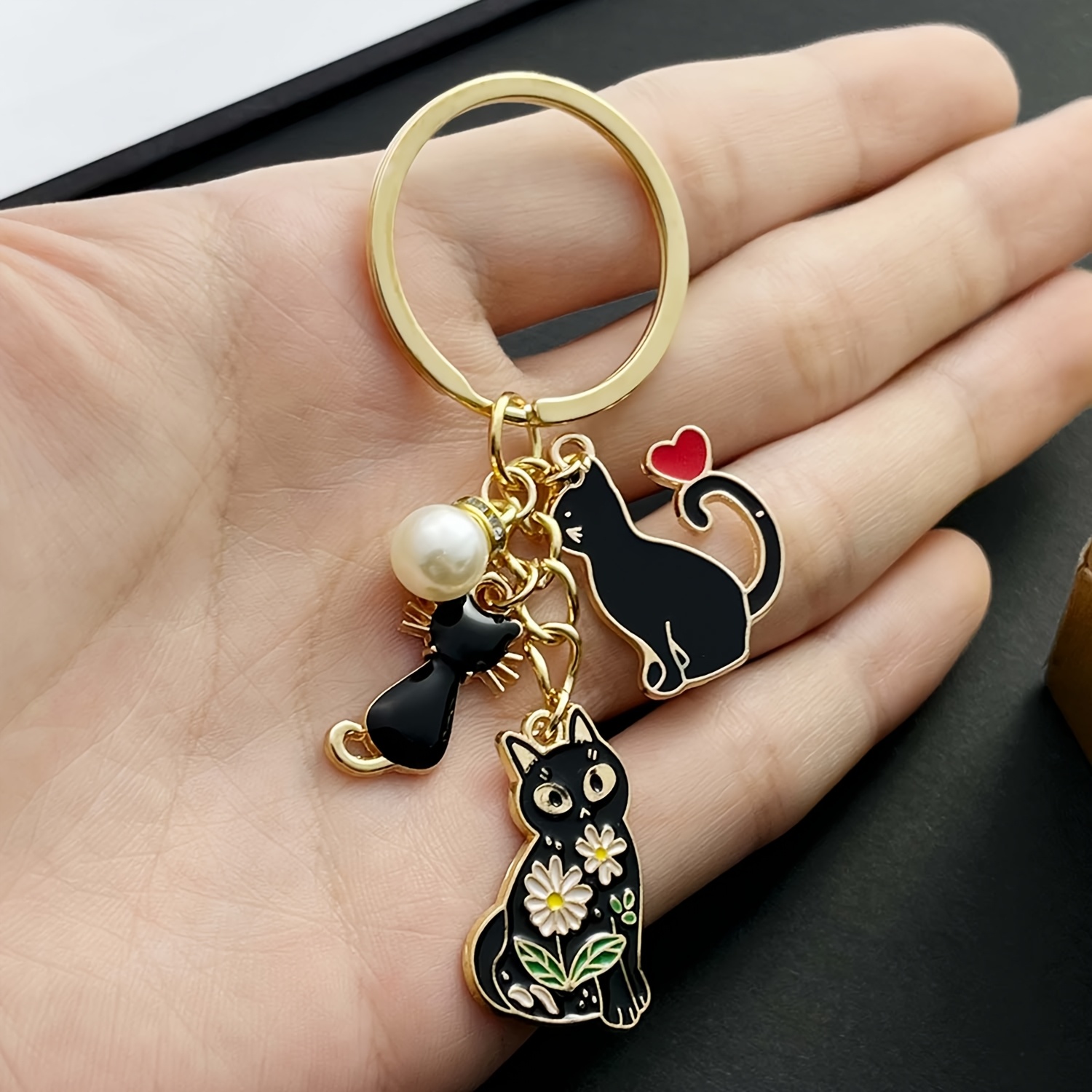Enamel Cat Keychain Accents - Zinc Alloy, For Car , Backpacks & Wallets