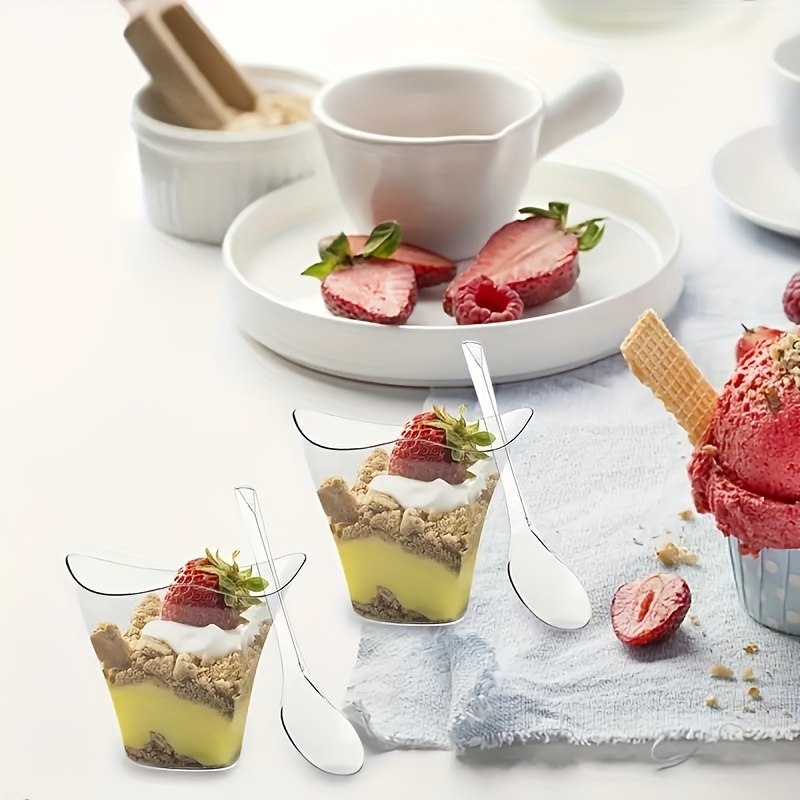 25 Unidades De Copas Creativas Para Postres, Copas Para Helado, Copas De  Plástico Desechables, Copas Transparentes Para Mousse, Para Reuniones En  Casa
